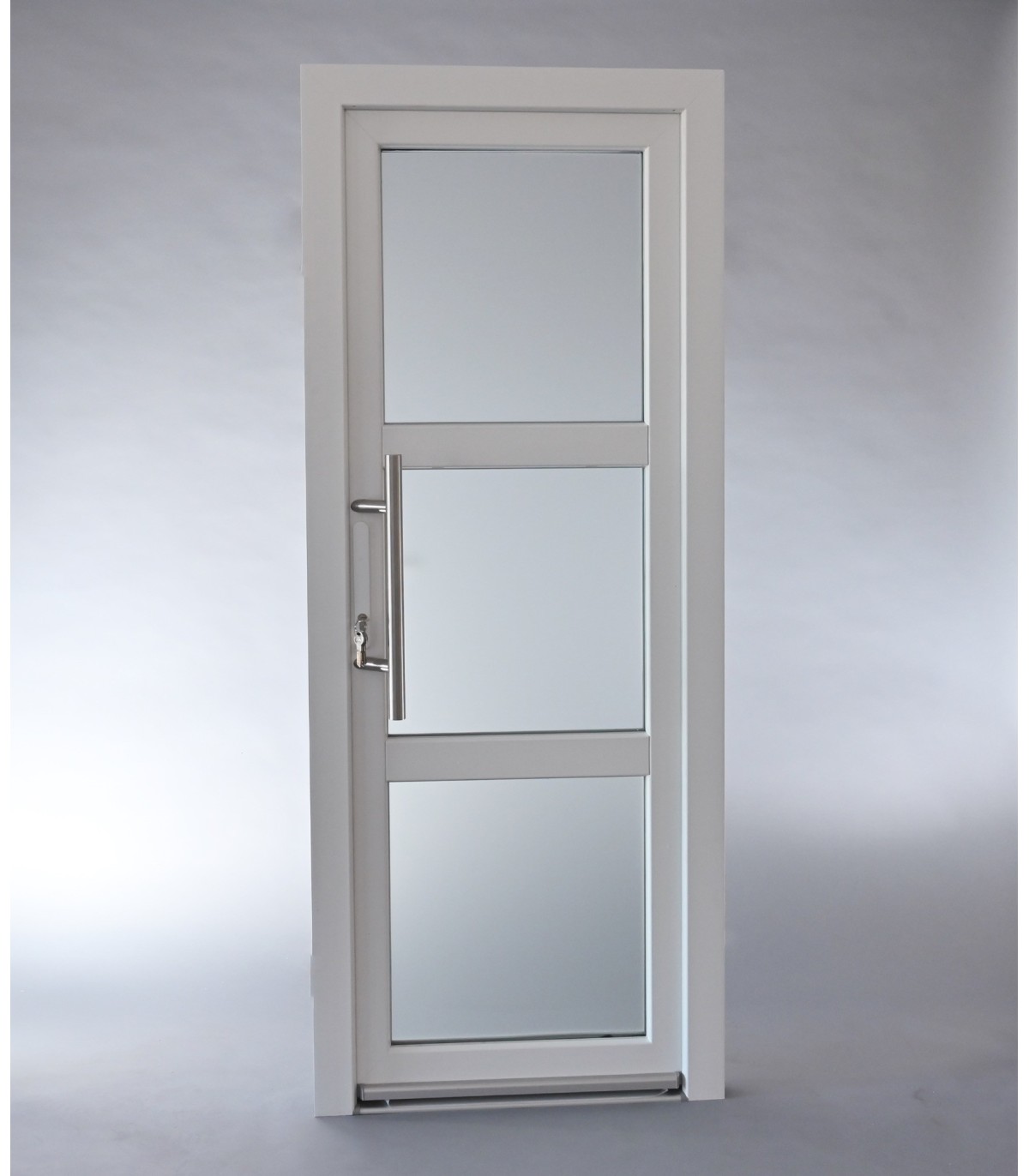 Porta Exterior PVC Vidro Fosco H3 80x200cm Branca DIREITA ALUPLAST Fabrico Especial