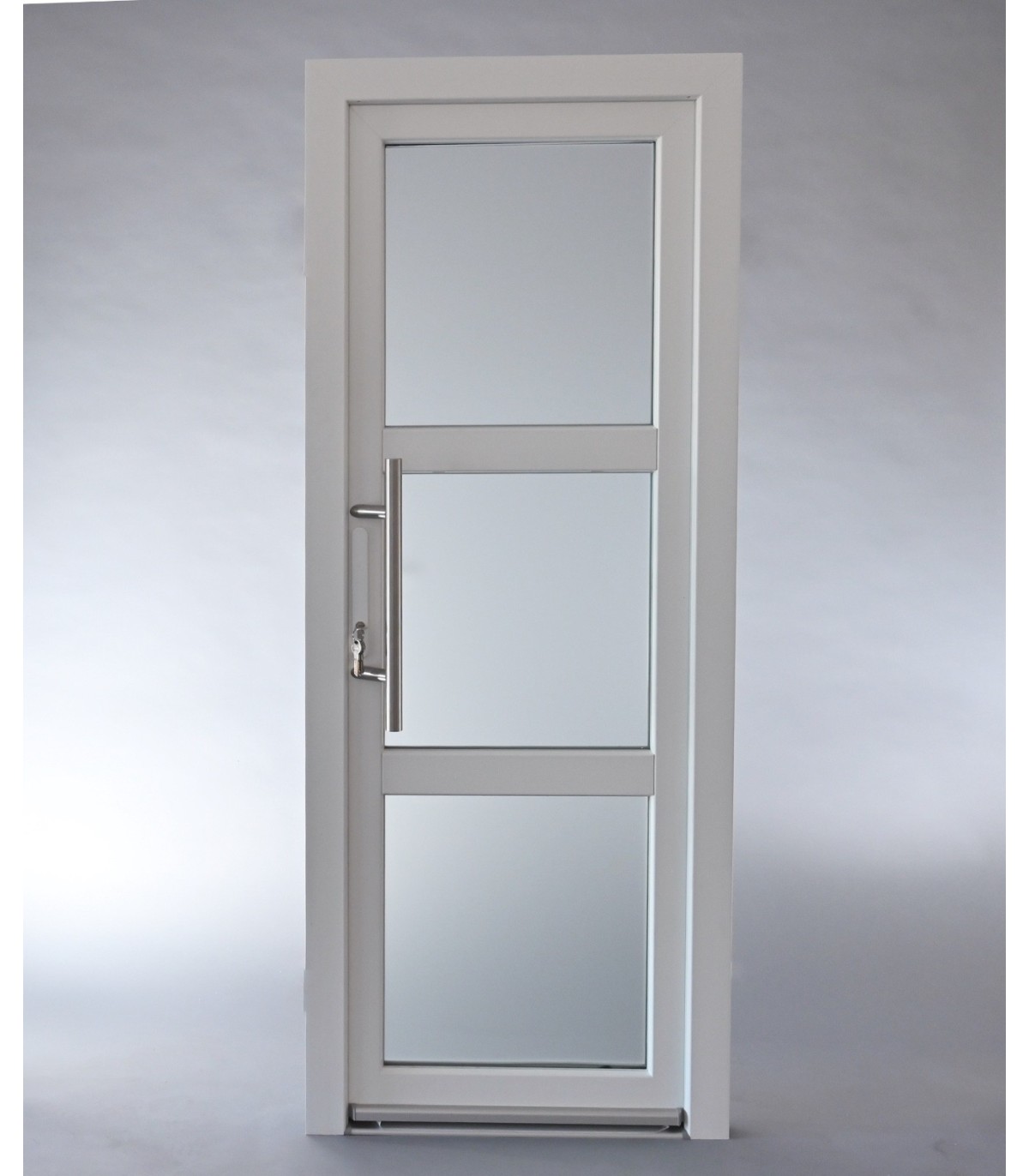 Porta Exterior PVC Vidro Fosco H3 90x200cm Branca DIREITA ALUPLAST Fabrico Especial