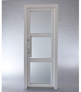 Porta Exterior PVC Vidro Fosco H3 Por Medida Branca DIREITA ALUPLAST