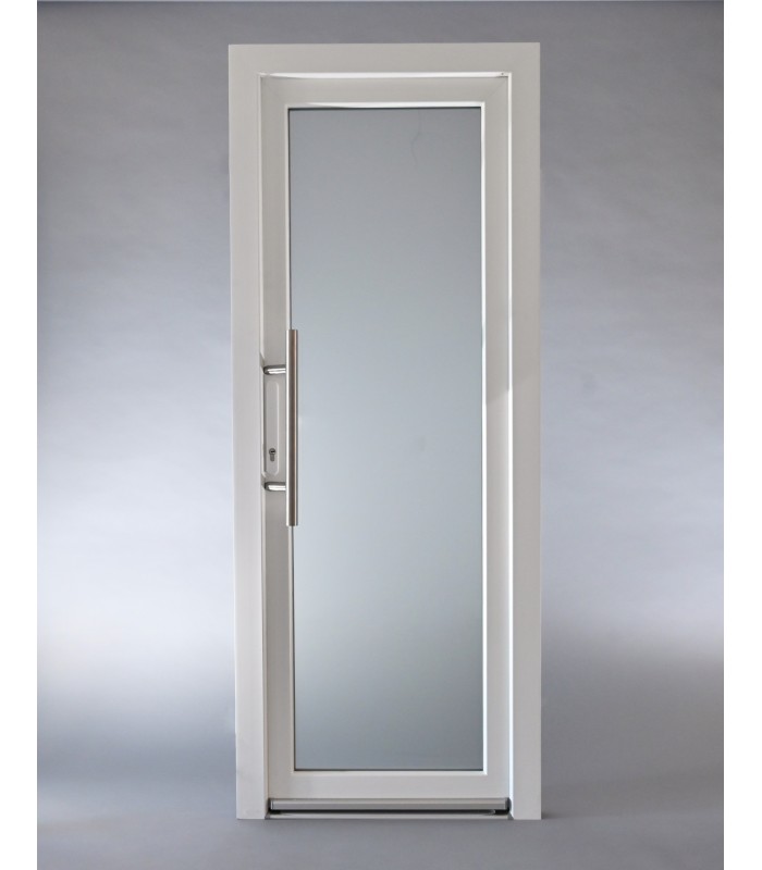 Porta Exterior PVC Vidro Transparente 80x200cm Branca DIREITA ALUPLAST Fabrico Especial