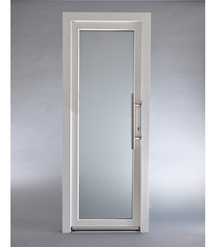 Porta Exterior PVC Vidro Transparente 80x200cm Branca ESQUERDA ALUPLAST Fabrico Especial