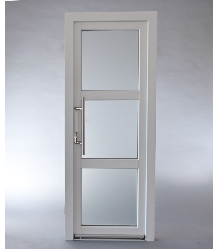 Porta Exterior PVC Vidro Transparente H3 90x200cm Branca DIREITA ALUPLAST Fabrico Especial