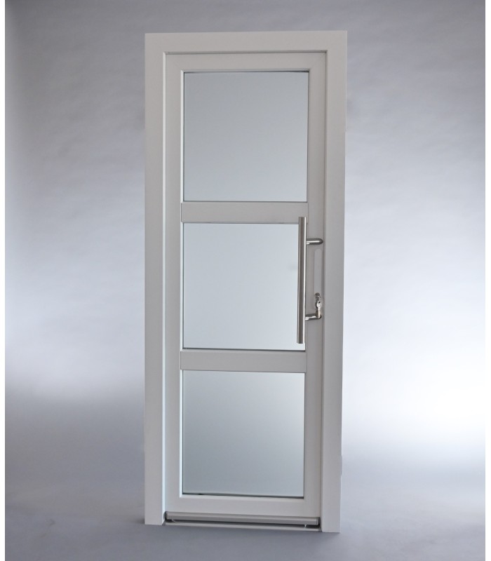 Porta Exterior PVC Vidro Transparente H3 90x200cm Branca ESQUERDA ALUPLAST Fabrico Especial