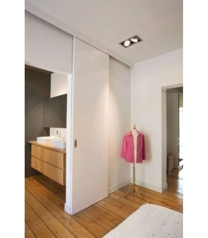 Porta de Correr 200x80cm Branco com Ferragens e Guarnição