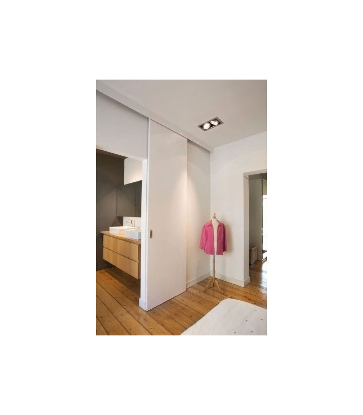 Porta de Correr 200x80cm Branco com Ferragens e Guarnição