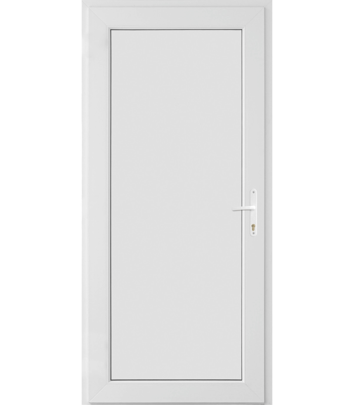 Porta Exterior PVC Painel Liso Branco 80x200cm ESQUERDA