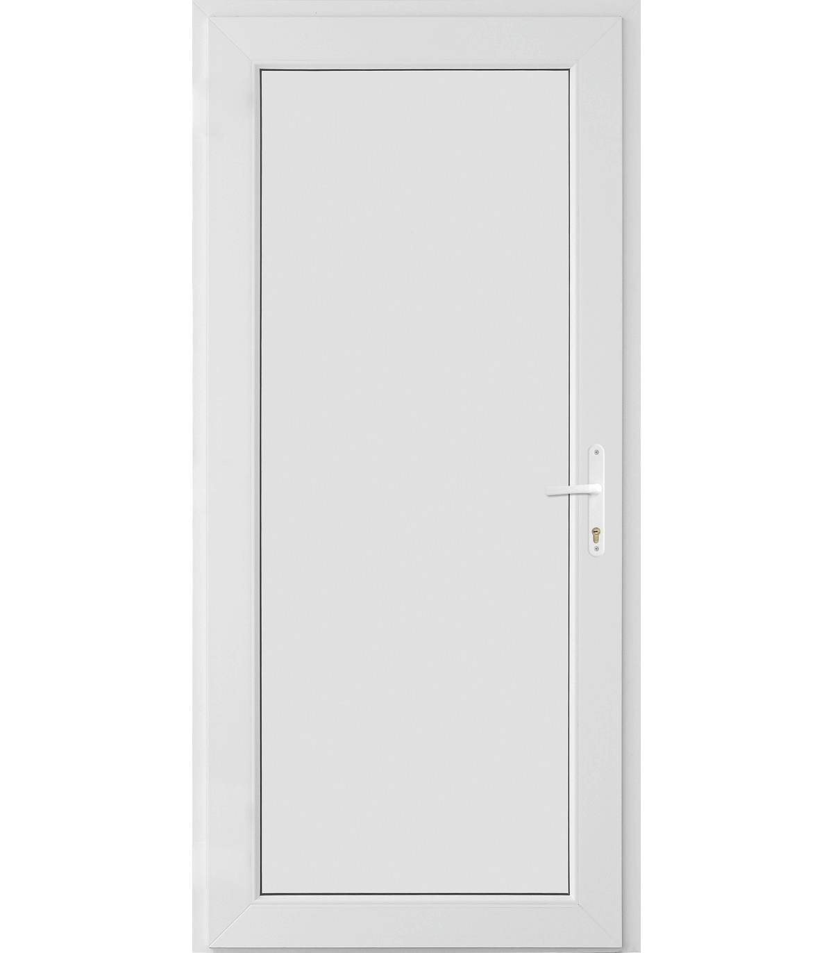 Porta Exterior PVC Painel Liso Branco 80x200cm ESQUERDA