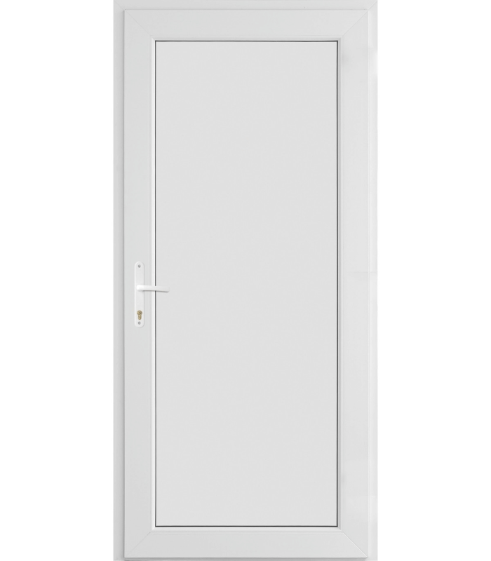 Porta Exterior PVC Painel Liso Branco 90x200cm DIREITA